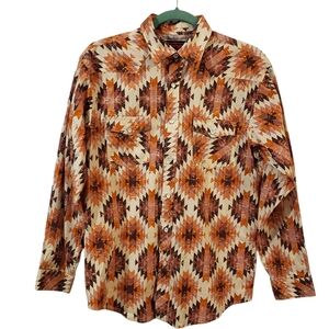 ROCK & ROLL DENIM Men's Aztec Rustic Orange Western Long Sleeve Snap Shirt XL